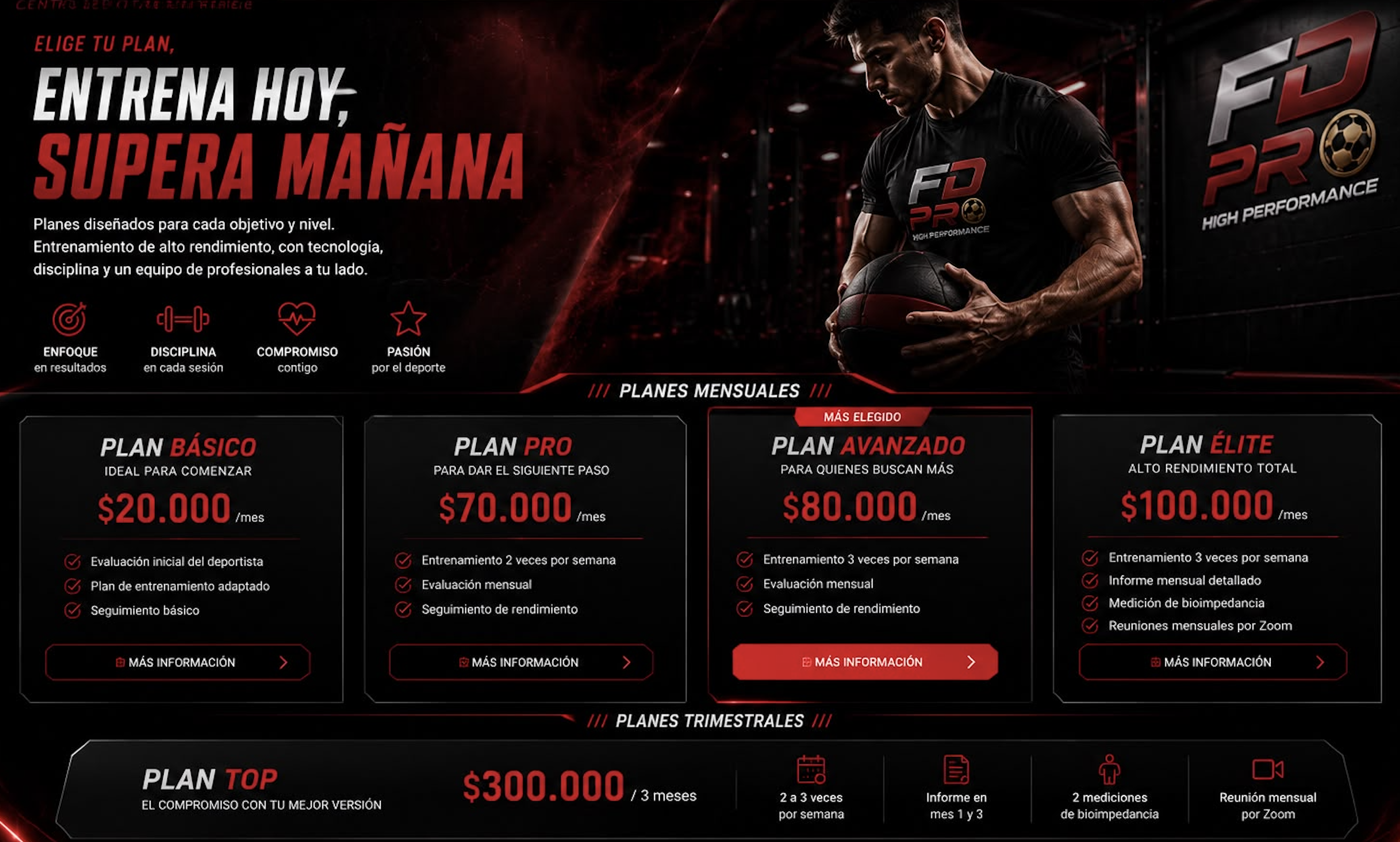 Planes mensuales y trimestrales FD Pro High Performance